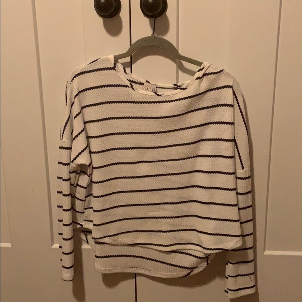White and Navy blue striped long sleeve